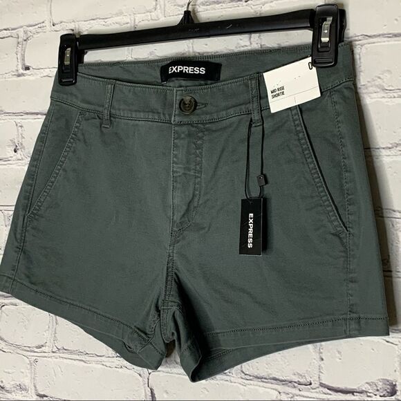 Express Mid rise shortie shorts - light army green - Picture 4 of 10